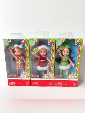2008 NIB Barbie Kelly Target Exclusive Christmas Dolls set of 3